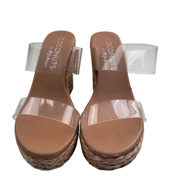 Coconuts by Matisse Clear Strap Minimal Woven Wedge Sandals Women's Size 9 - Picture 2 of 11